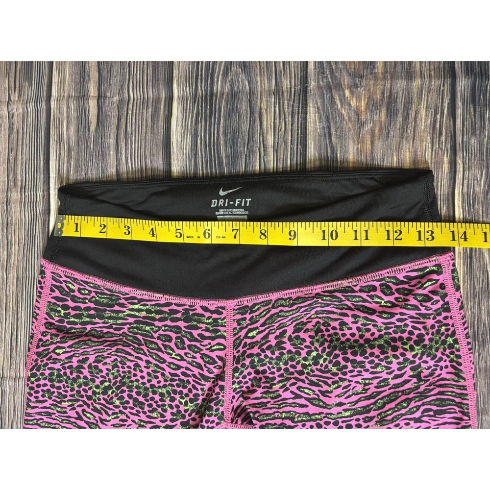 Nike Dri-FIT Womens S Pink Animal Print Running Leggings Workout Crop Pants - Picture 7 of 15